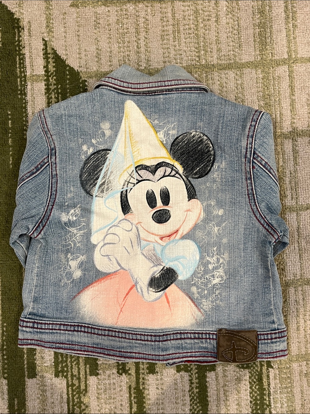 Disney Girls Denim Jacket with Minnie Mouse Princess Back Art - Blue/Pink